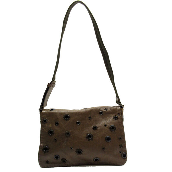 Prada Handbags - Prada shoulder bag leather canvas brown khaki